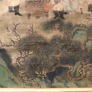 Een gesigneerde Chinese rolschildering op zijde met een tuinscène, 18/19e eeuw — foto 16