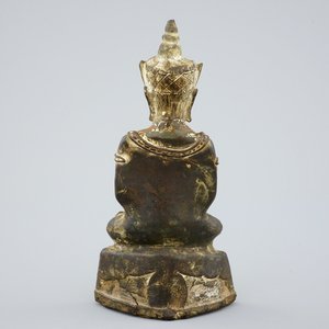 Een gestileerde bronzen Boeddha, Ayutthaya, Thailand, 17/18e eeuw — foto 3