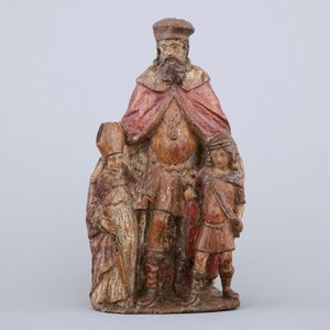 Een gestoken polychrome groep: Sint-Nikolaas met twee kindjes, 17/18e eeuw — foto 2