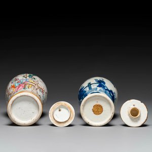 Een gevarieerde collectie Chinees blauw-wit en famille rose porselein, Qianlong en later — foto 9