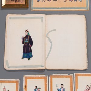 Een gevarieerde verzameling Chinese rijstpapier schilderingen met figuren, Canton, 19e eeuw — foto 11