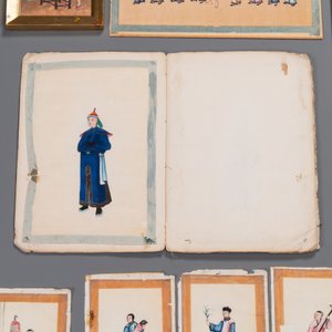 Een gevarieerde verzameling Chinese rijstpapier schilderingen met figuren, Canton, 19e eeuw — foto 4