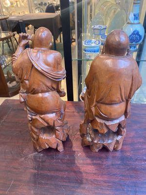 Een groep Chinese buxushouten sculpturen van 18 Luohan, 20e eeuw — foto 18