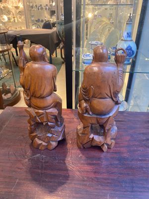 Een groep Chinese buxushouten sculpturen van 18 Luohan, 20e eeuw — foto 7