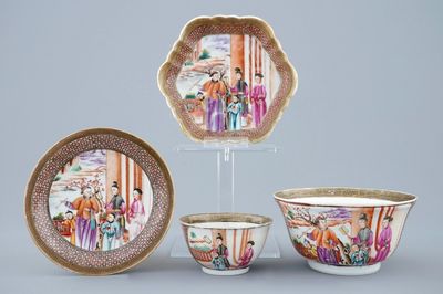 Een groep fijn Chinees exportporselein met mandarijns decor, Qianlong