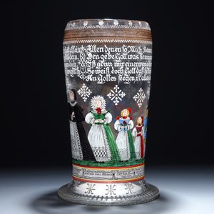 Een groot beschilderd Duits huwelijksglas, Fritz Heckert, Bohemen, 19e eeuw — foto 2