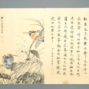 Een groot Chinees album met aquarellen en kalligrafie, 19/20e eeuw — foto 5