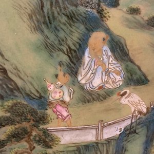 Een groot Chinees famille rose scherm op hongmu houten voet, Qianlong — foto 18