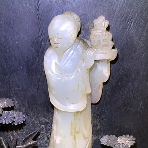 Een groot Chinees zitan houten paneel met jade en turkoois in hongmu houten frame en stand, Qianlong — foto 59