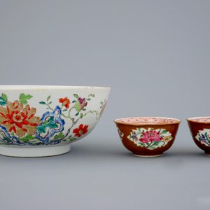 Een groot lot Chinees famille rose, Imari en capucijner porselein, Qianlong, 18e eeuw — foto 3