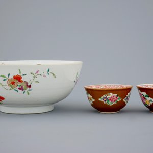 Een groot lot Chinees famille rose, Imari en capucijner porselein, Qianlong, 18e eeuw — foto 4