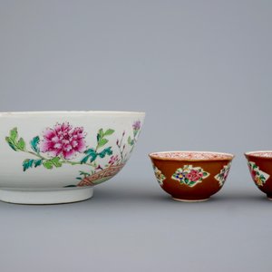 Een groot lot Chinees famille rose, Imari en capucijner porselein, Qianlong, 18e eeuw — foto 6