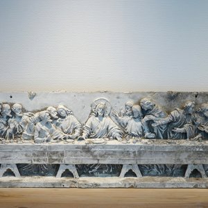 Een groot plaasteren beeld van Het Laatste Avondmaal, naar Leonardo Da Vinci, 19/20e eeuw, Brugge — foto 1