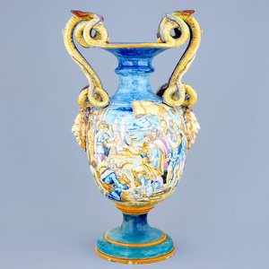 Een grote altaarvaas in Italiaanse majolica, 19e eeuw — foto 1
