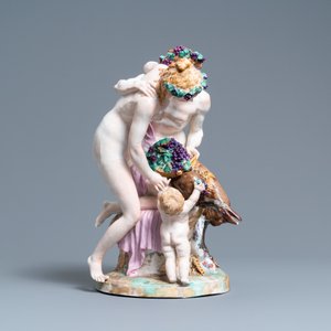 Een grote 'Bacchus' groep, porselein in de stijl van Meissen, eind 19e eeuw — foto 3