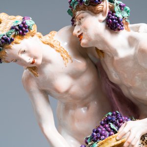 Een grote 'Bacchus' groep, porselein in de stijl van Meissen, eind 19e eeuw — foto 6