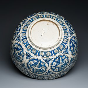 Een grote blauw-witte en zwarte chinoiserie kom in Safavid-stijl, Samson, Parijs, 19e eeuw — foto 7