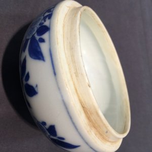 Een grote blauw-witte theepot en deksel met pauwen, Kangxi — foto 9