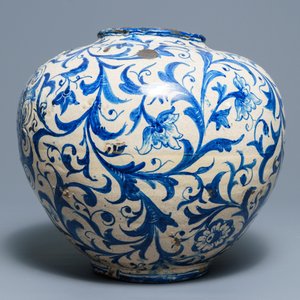 Een grote blauwwitte Italiaanse 'vaso a palla', Caltagirone, 18e eeuw — foto 2