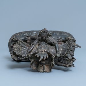 Een grote bronzen groep van Mahakala met Yab-Yum, Tibet, 19e eeuw — foto 6