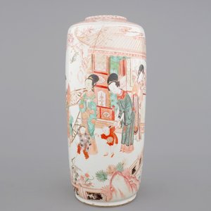 Een grote Chinees porseleinen famille verte, ijzerrood en vergulde vaas, Kangxi, ca. 1720 — foto 4