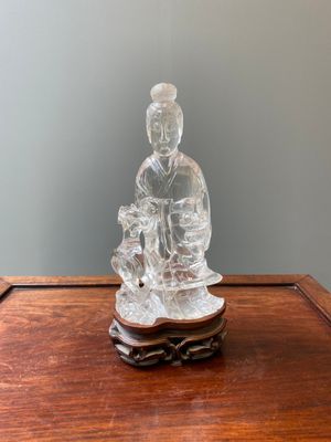 Een grote Chinese bergkristallen sculptuur van Lan Caihe, 19e eeuw — foto 1