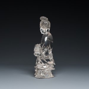 Een grote Chinese bergkristallen sculptuur van Lan Caihe, 19e eeuw — foto 3