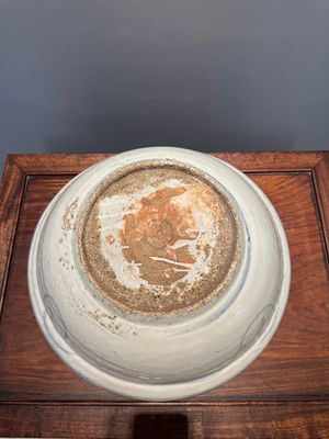 Een grote Chinese blauw-witte Swatow schotel met een langoest en een karper bij een vissersdorp, Ming — foto 9