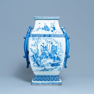 Een grote Chinese blauw-witte vaas met decor van 'Zeven wijzen in het bamboebos', Qianlong — foto 3