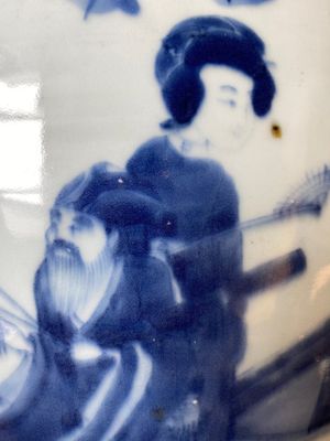 Een grote Chinese blauw-witte vaas met onsterfelijken, Transitie periode — foto 11