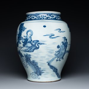 Een grote Chinese blauw-witte vaas met onsterfelijken, Transitie periode — foto 2