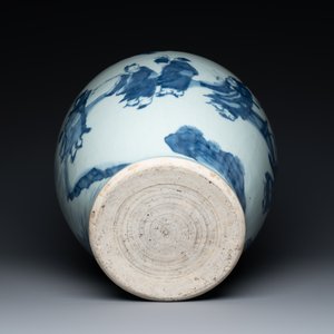Een grote Chinese blauw-witte vaas met onsterfelijken, Transitie periode — foto 7
