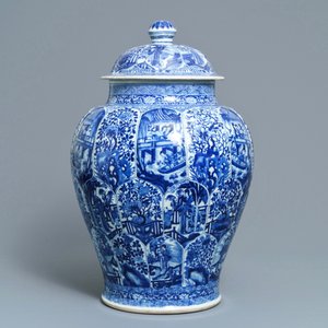 Een grote Chinese blauwwitte dekselvaas, Kangxi — foto 3