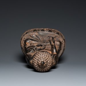 Een grote Chinese bronzen Boeddha met sporen van vergulding, Kangxi merk, Qing — foto 7