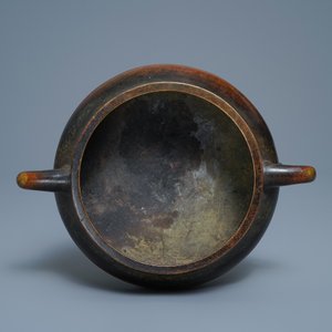 Een grote Chinese bronzen wierookbrander, Shi Gu Zhi Bao merk, 18/19e eeuw — foto 5