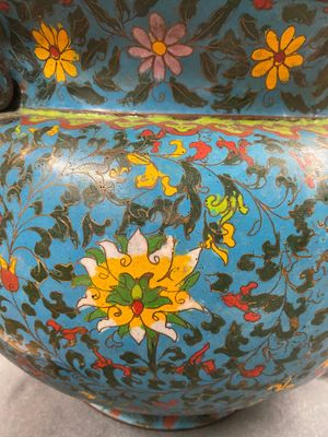 Een grote Chinese cloisonné jardinière, Ming merk, 19e eeuw — foto 6