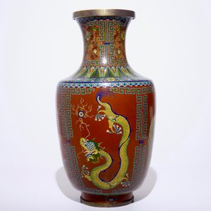 Een grote Chinese cloisonné vaas met draken, 19/20e eeuw — foto 2