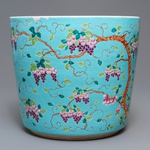 Een grote Chinese Dayazhai-stijl jardinière met turquoise fondkleur, 19/20e eeuw — foto 3