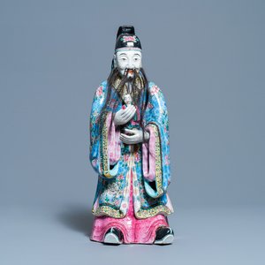 Een grote Chinese famille rose figuur van Fu Xing, 19e eeuw — foto 1