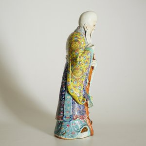 Een grote Chinese famille rose figuur van Shou Lao, 19e eeuw — foto 10
