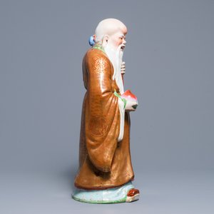 Een grote Chinese famille rose figuur van Shou Lao, Republiek, 20e eeuw — foto 5