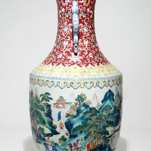 Een grote Chinese famille rose vaas, Qianlong merk, 19/20e eeuw — foto 2