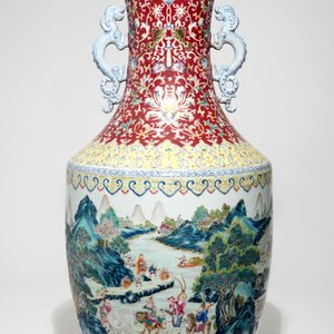 Een grote Chinese famille rose vaas, Qianlong merk, 19/20e eeuw — foto 3