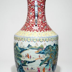 Een grote Chinese famille rose vaas, Qianlong merk, 19/20e eeuw — foto 4