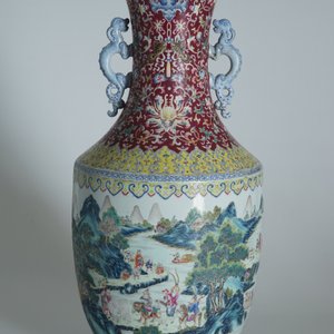 Een grote Chinese famille rose vaas, Qianlong merk, 19/20e eeuw — foto 7