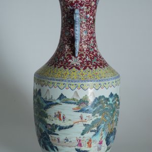 Een grote Chinese famille rose vaas, Qianlong merk, 19/20e eeuw — foto 8