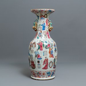 Een grote Chinese famille rose 'Wu Shuang Pu' vaas, 19e eeuw — foto 1