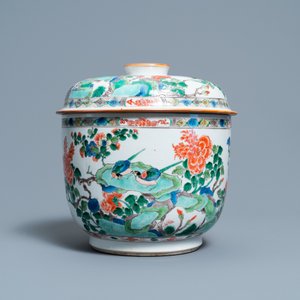 Een grote Chinese famille verte dekselpot, Kangxi — foto 2