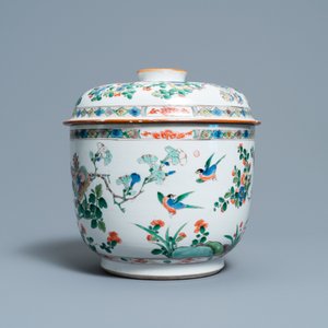 Een grote Chinese famille verte dekselpot, Kangxi — foto 4