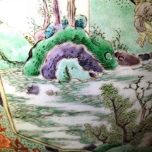 Een grote Chinese famille verte dekselvaas met figuren in rivierlandschappen, Kangxi — foto 36